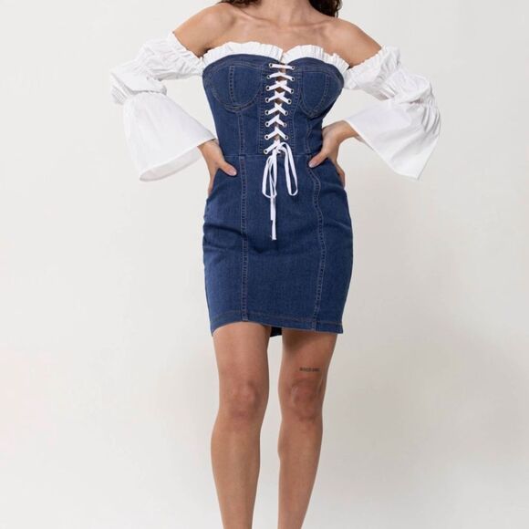 White on Denim Dress